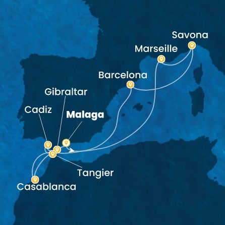 Route 10 Nächte Spanien, Frankreich, Italien, Gibraltar (Großbritannien), Marokko