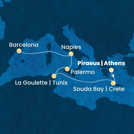 Route 7 Nächte Griechenland, Tunesien, Italien, Spanien