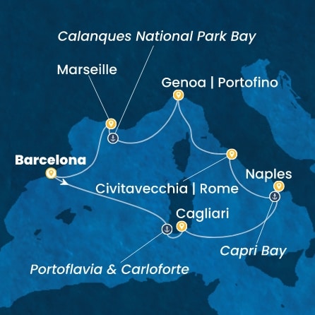 Route 7 Nächte - Spanien,  Italien,  Frankreich