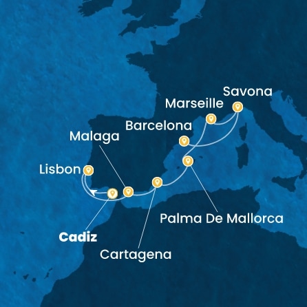 Espagne, Portugal, Baléares, France, Italie