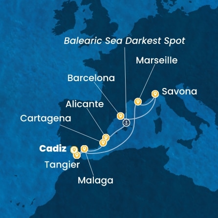 Espagne, Maroc, France, Italie