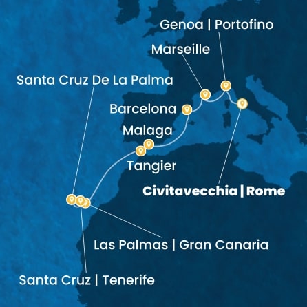 Route 11 Nächte Italien, Frankreich, Spanien, Marokko, Kanaren (Spanien)