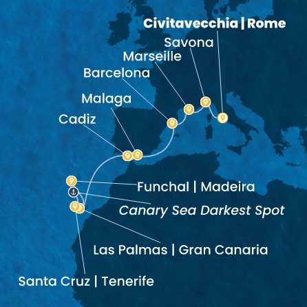 Route 12 Nächte - Italien,  Frankreich,  Spanien,  Kanaren (Spanien),  Madeira