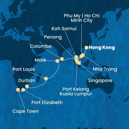Chine, Vietnam, Singapour, Malaisie, Sri Lanka, Maldives, Maurice, Afrique du Sud