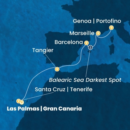 Route 7 Nächte Kanaren (Spanien), Marokko, Spanien, Frankreich, Italien