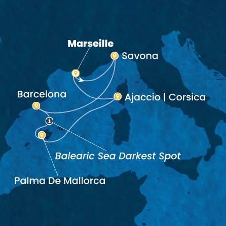Route 6 Nächte Frankreich, Italien, Spanien, Balearen (Spanien), Korsika (Frankreich)