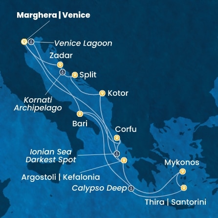 Italie, Grèce, Montenegro, Croatie