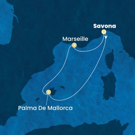 Italie, Baléares, France
